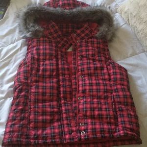 Pink plaid vest